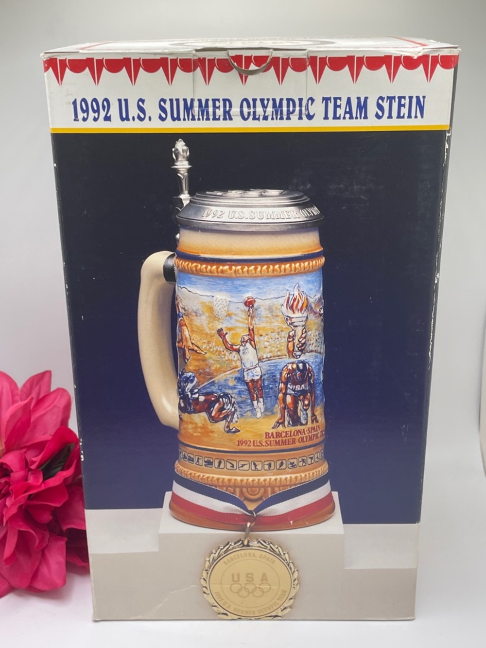 1992 US Summer Olympic Team Anheuser-Busch Commemorative Lidded Beer Stein - Picture 9 of 9